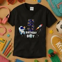 Outer Space 5th Birthday 5 Year Old Solar System Astronaut Kids T-Shirt thumb 3