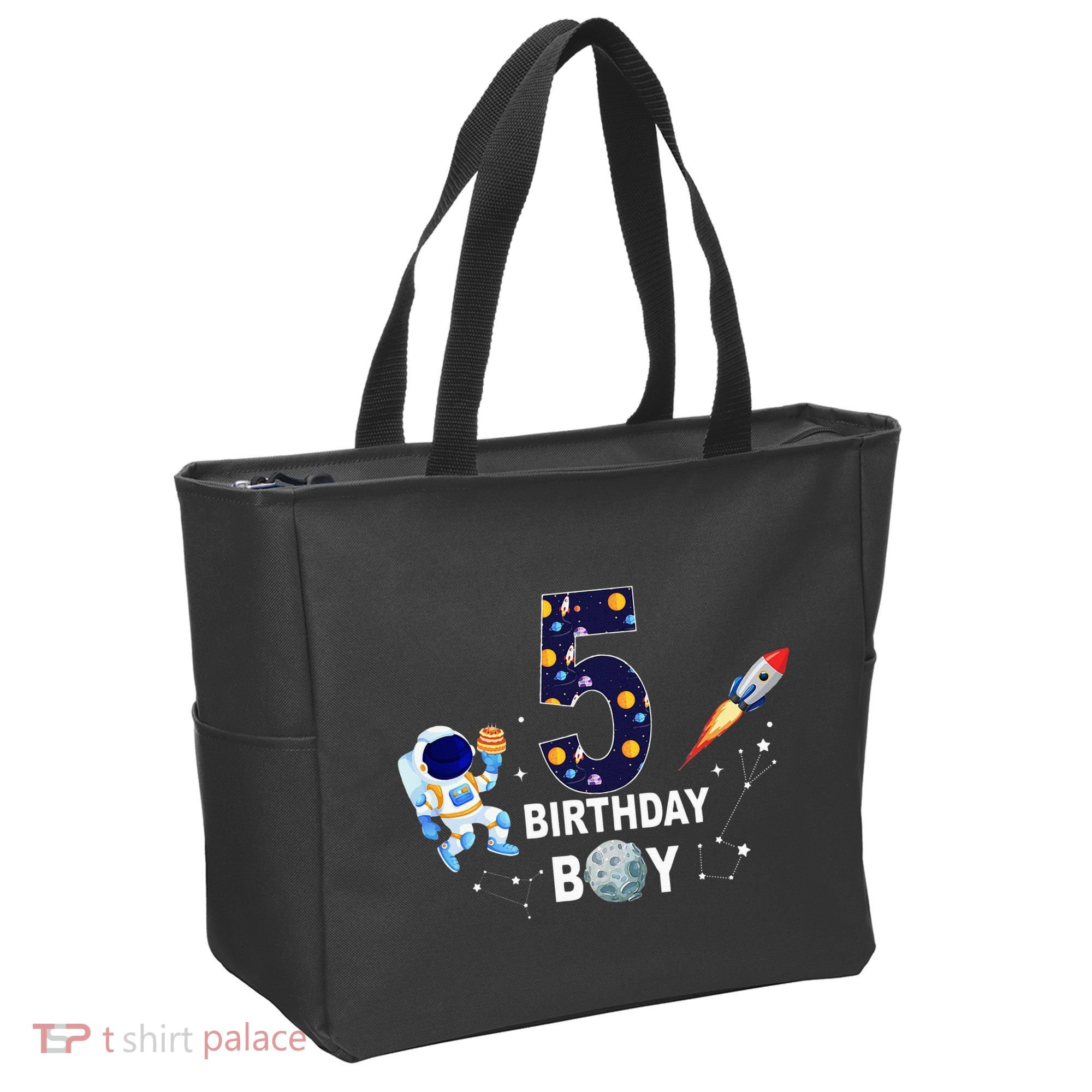 Outer Space 5th Birthday 5 Year Old Solar System Astronaut Tote Bag