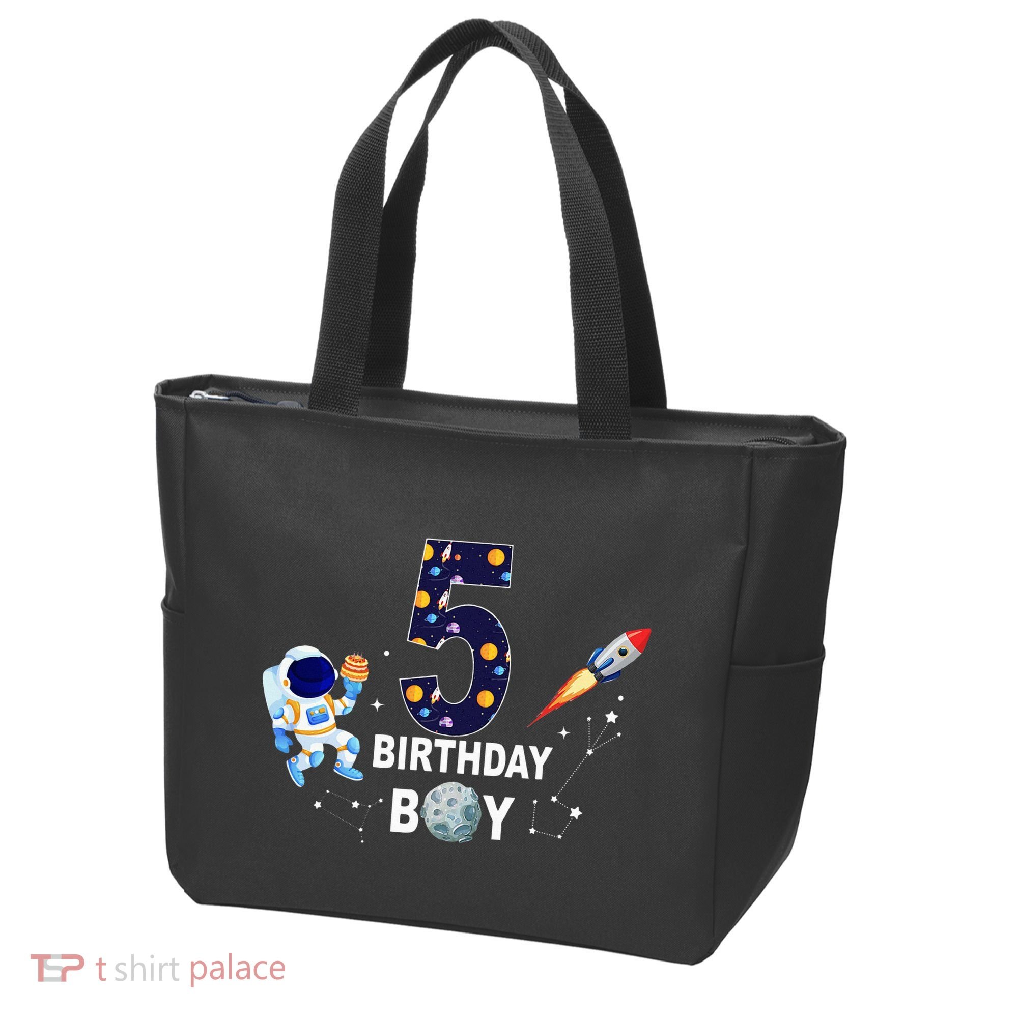 Outer Space 5th Birthday 5 Year Old Solar System Astronaut Tote Bag