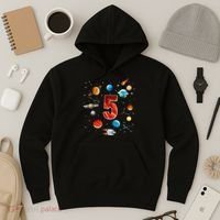 Outer Space 5 Years Old 5th Birthday Boys Planets Astronaut Hoodie thumb 3