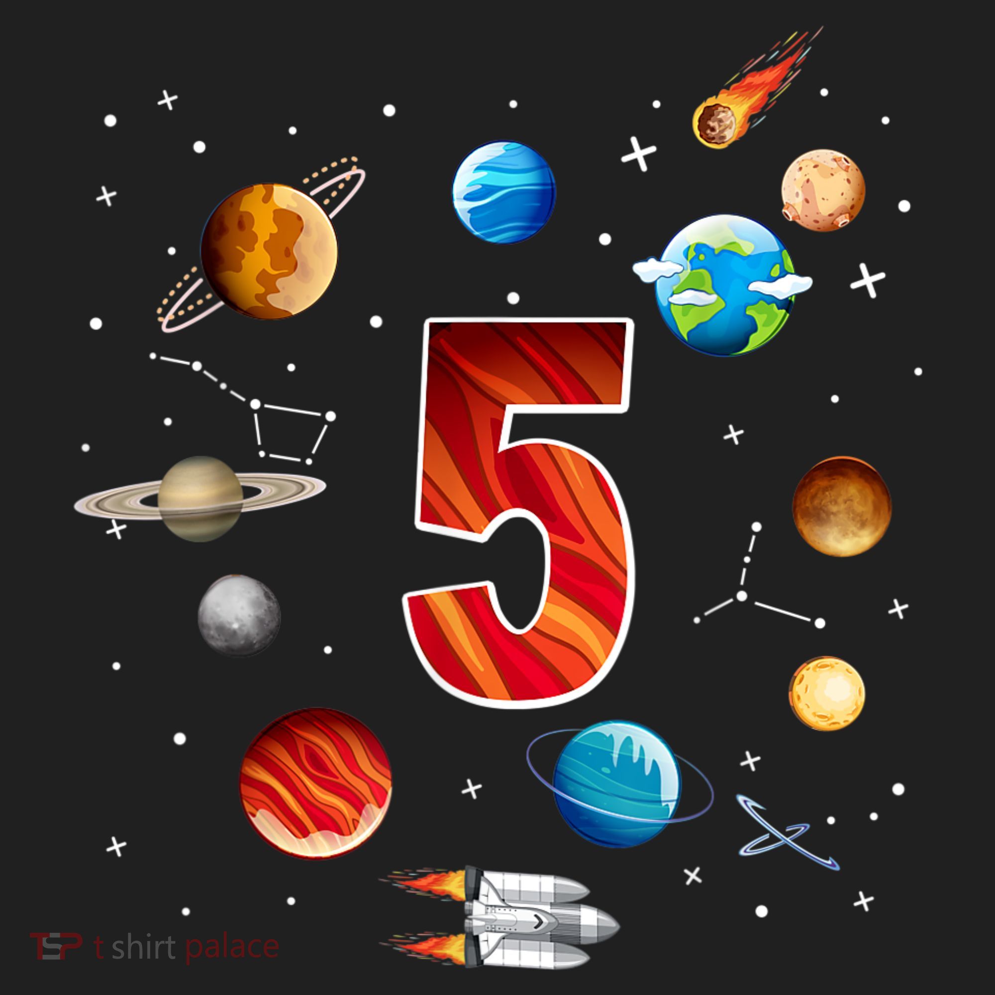 Outer Space 5 Years Old 5th Birthday Boys Planets Astronaut Beanie