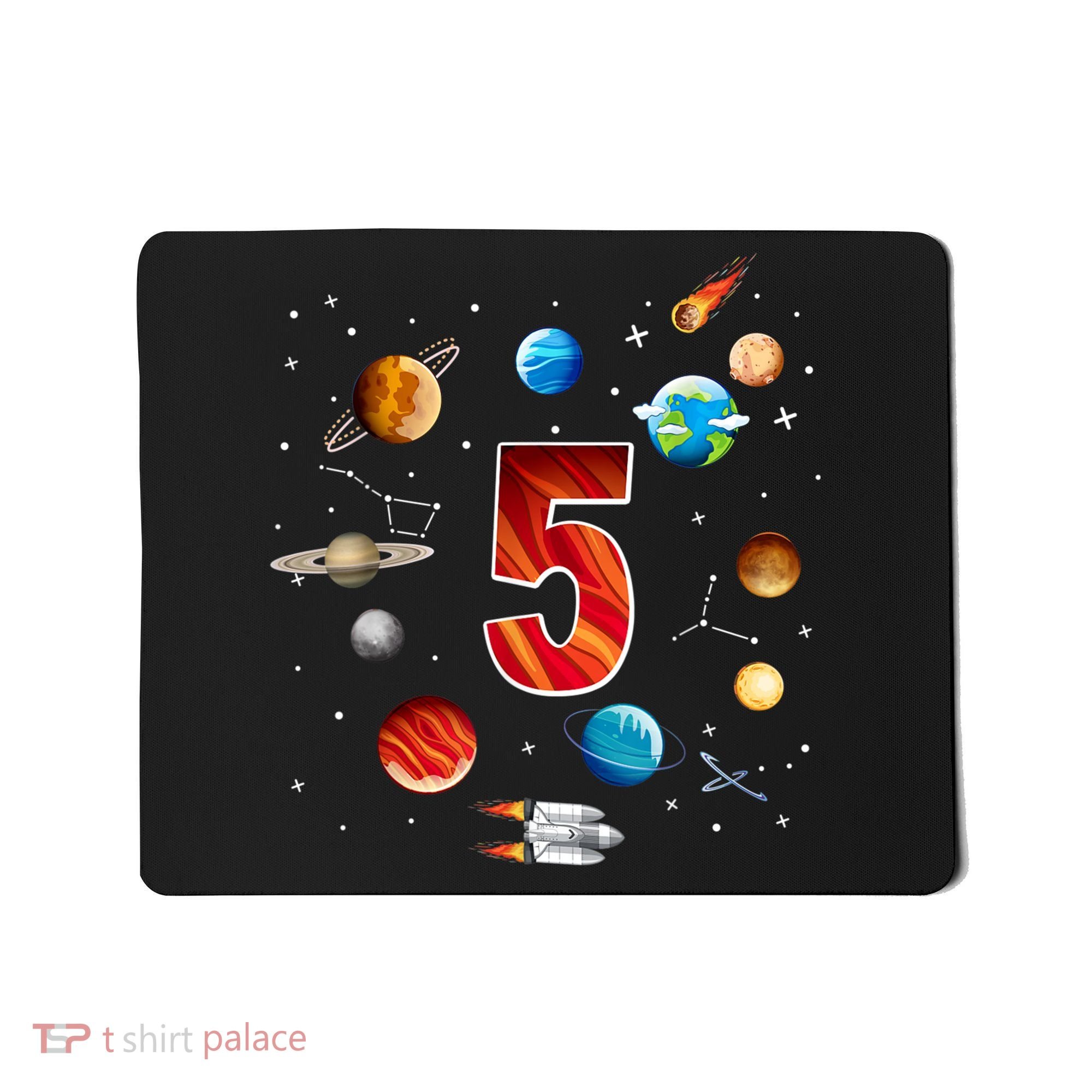 Outer Space 5 Years Old 5th Birthday Boys Planets Astronaut Mousepad