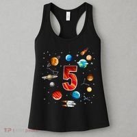 Outer Space 5 Years Old 5th Birthday Boys Planets Astronaut Women's Tank Top thumb 3