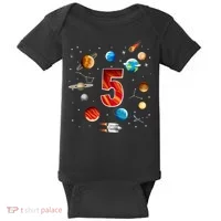 Outer Space 5 Years Old 5th Birthday Boys Planets Astronaut Baby Bodysuit thumb 0