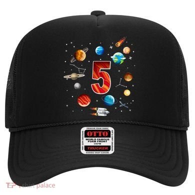 Outer Space 5 Years Old 5th Birthday Boys Planets Astronaut Hat