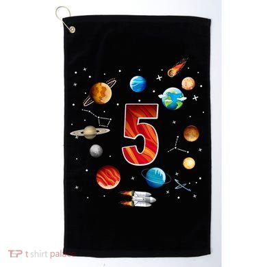Outer Space 5 Years Old 5th Birthday Boys Planets Astronaut Golf Towel