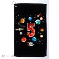 Outer Space 5 Years Old 5th Birthday Boys Planets Astronaut Golf Towel thumb 0