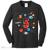 Outer Space 5 Years Old 5th Birthday Boys Planets Astronaut Kids Long Sleeve Shirt thumb 0