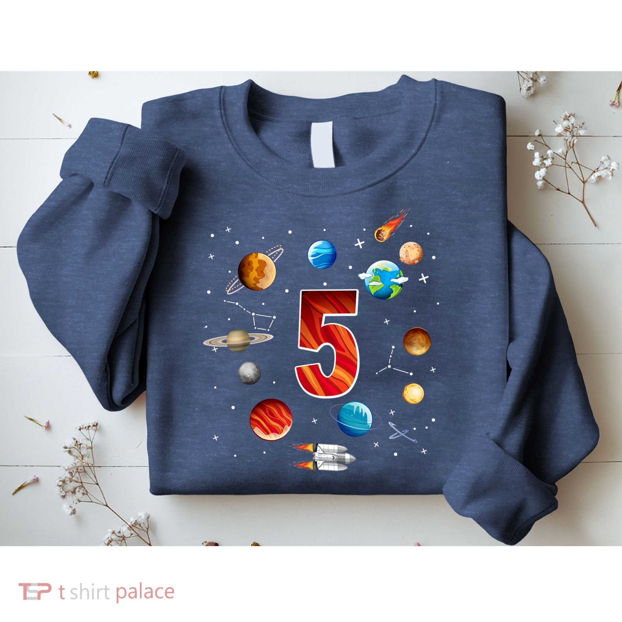 Outer Space 5 Years Old 5th Birthday Boys Planets Astronaut Sweatshirt