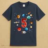 Outer Space 5 Years Old 5th Birthday Boys Planets Astronaut T-Shirt thumb 4