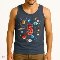 Outer Space 5 Years Old 5th Birthday Boys Planets Astronaut Tank Top thumb 3