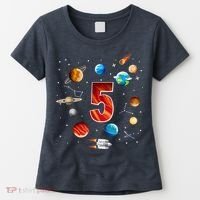 Outer Space 5 Years Old 5th Birthday Boys Planets Astronaut Women's T-Shirt thumb 0