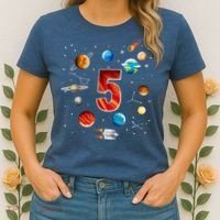 Outer Space 5 Years Old 5th Birthday Boys Planets Astronaut Women's T-Shirt thumb 2