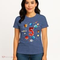 Outer Space 5 Years Old 5th Birthday Boys Planets Astronaut Women's T-Shirt thumb 4