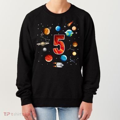 Outer Space 5th Birthday Boy Astronaut Women's Sweatshirt