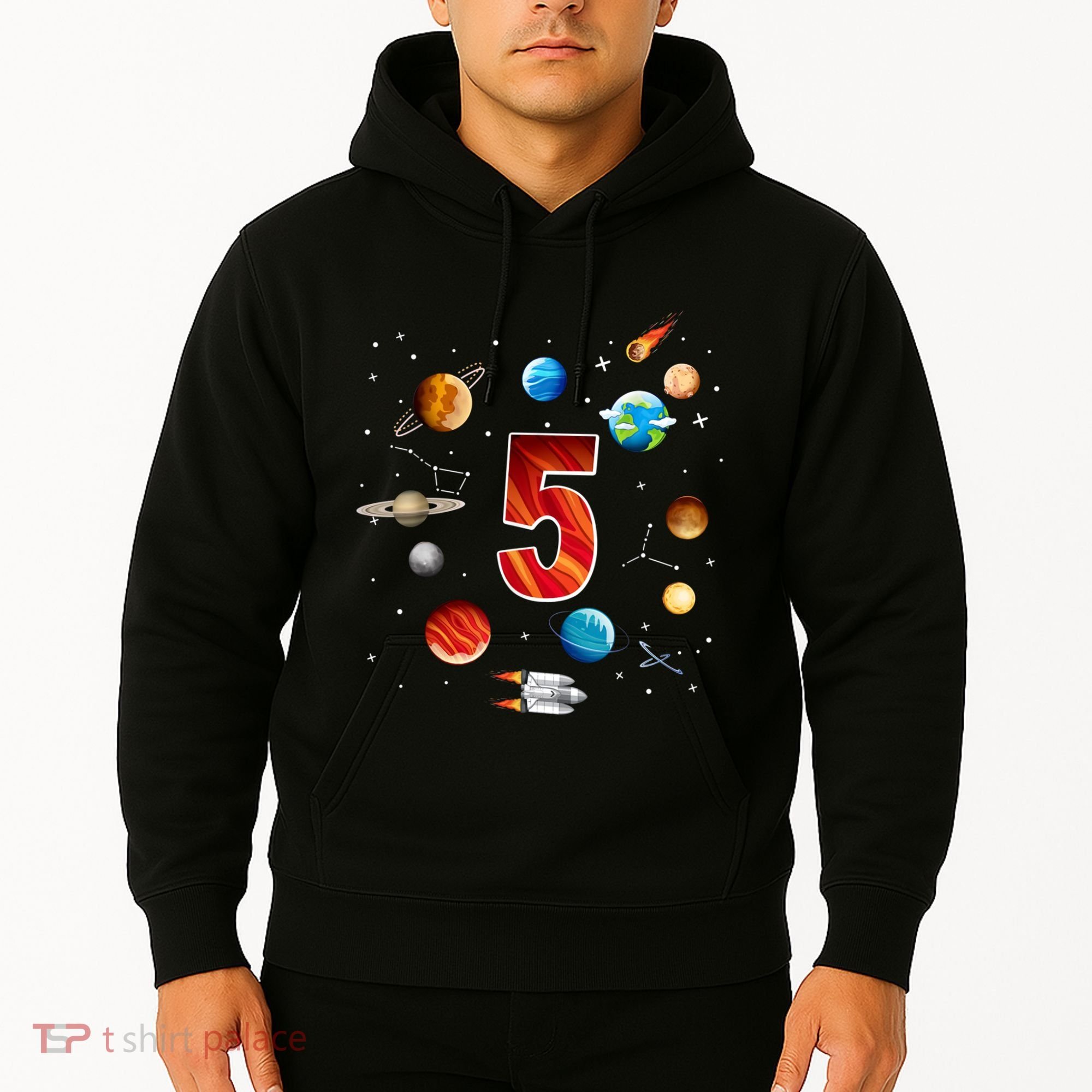 Outer Space 5th Birthday Boy Astronaut Hoodie