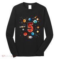Outer Space 5th Birthday Boy Astronaut Long Sleeve Shirt thumb 0