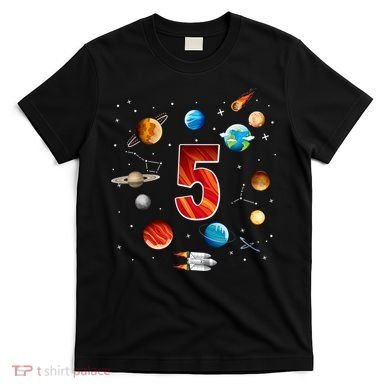 Outer Space 5th Birthday Boy Astronaut T-Shirt