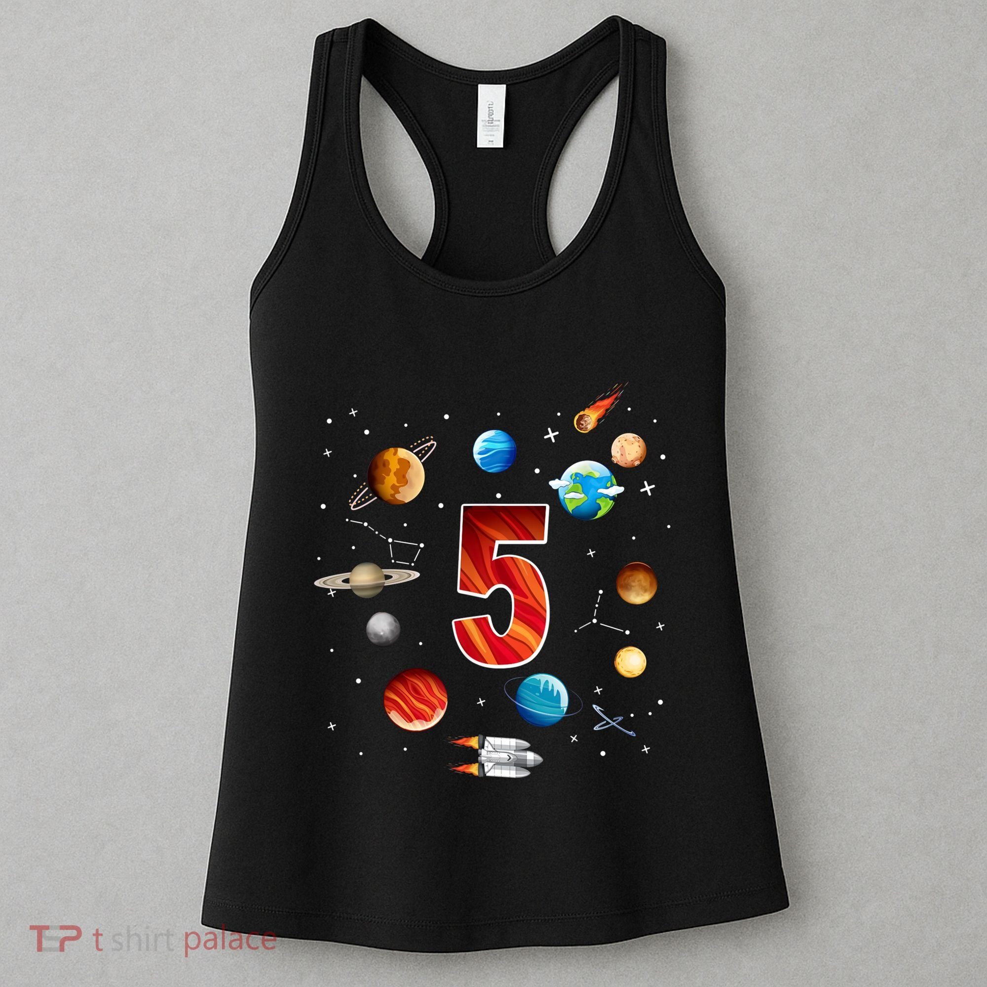 Outer Space 5th Birthday Boy Astronaut Women's Tank Top