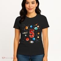 Outer Space 5th Birthday Boy Astronaut Women's T-Shirt thumb 4