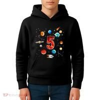 Outer Space 5th Birthday Boy Astronaut Kids Hoodie thumb 4