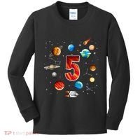 Outer Space 5th Birthday Boy Astronaut Kids Long Sleeve Shirt thumb 0