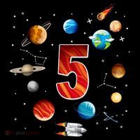 Outer Space 5th Birthday Boy Astronaut Kids Long Sleeve Shirt thumb 2