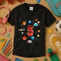 Outer Space 5th Birthday Boy Astronaut Kids T-Shirt thumb 3