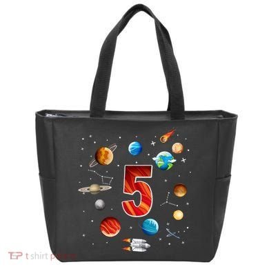 Outer Space 5th Birthday Boy Astronaut Tote Bag