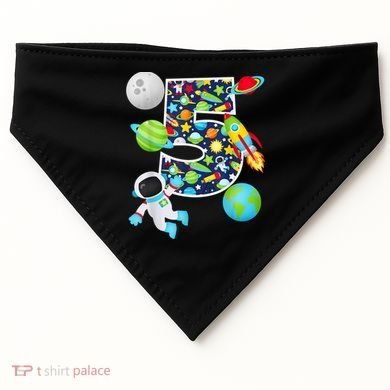 Outer Space 5 Year Old 5th Birthday Party Solar System USA-Made Doggie Bandana
