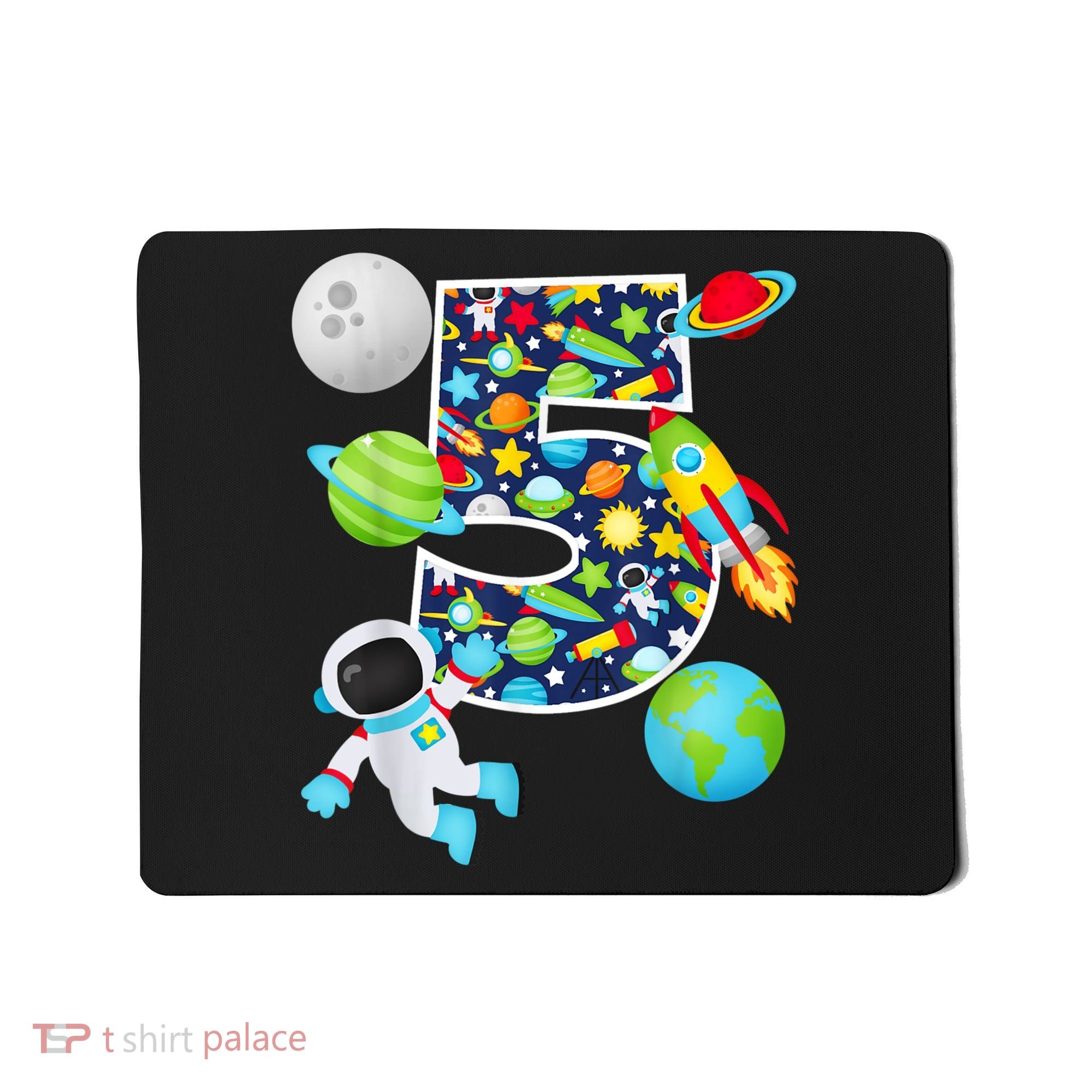 Outer Space 5 Year Old 5th Birthday Party Solar System Mousepad