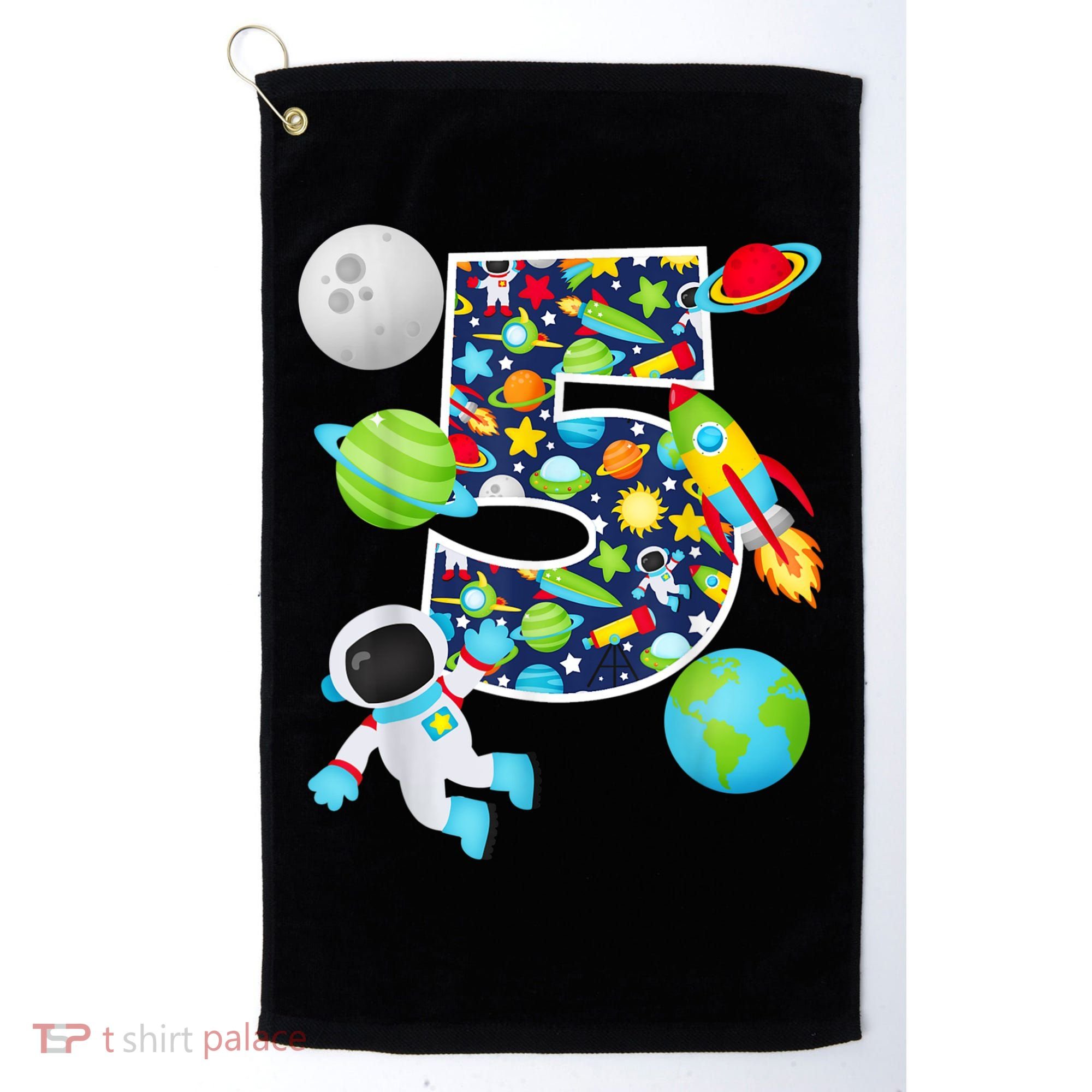 Outer Space 5 Year Old 5th Birthday Party Solar System Golf Towel