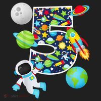 Outer Space 5 Year Old 5th Birthday Party Solar System Golf Towel thumb 3