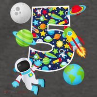 Outer Space 5 Year Old 5th Birthday Party Solar System Vector Backpack thumb 2