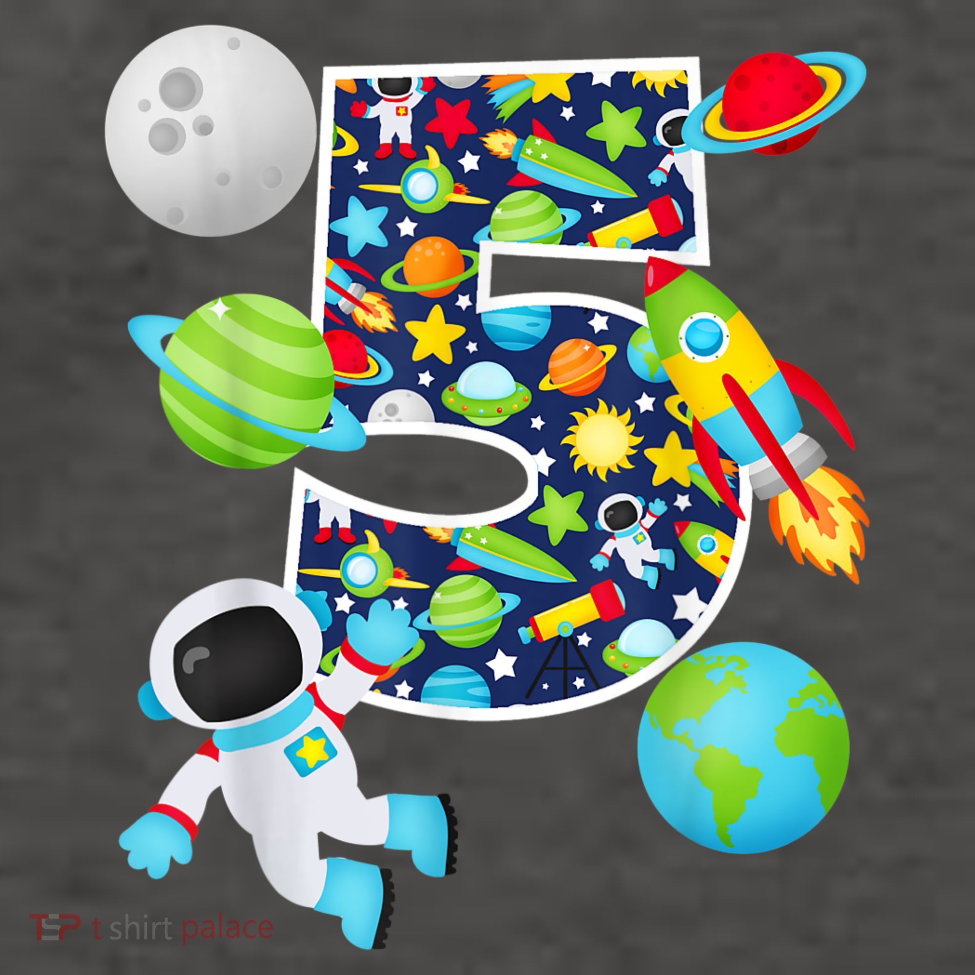 Outer Space 5 Year Old 5th Birthday Party Solar System Vector Backpack