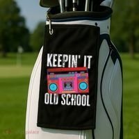 Old School 80s 90s Retro Boombox Music Keepin It Old School Golf Towel thumb 2