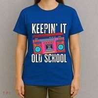 Old School 80s 90s Retro Boombox Music Keepin It Old School T-Shirt thumb 4
