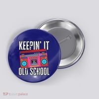 Old School 80s 90s Retro Boombox Music Keepin It Old School Button thumb 0