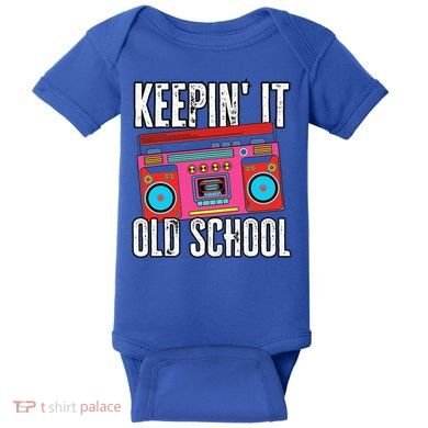 Old School 80s 90s Retro Boombox Music Keepin It Old School Baby Bodysuit
