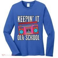 Old School 80s 90s Retro Boombox Music Keepin It Old School Women's Long Sleeve Shirt thumb 0