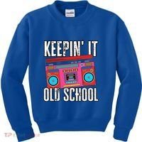 Old School 80s 90s Retro Boombox Music Keepin It Old School Kids Sweatshirt thumb 0