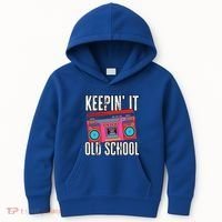 Old School 80s 90s Retro Boombox Music Keepin It Old School Kids Hoodie thumb 0