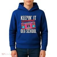 Old School 80s 90s Retro Boombox Music Keepin It Old School Kids Hoodie thumb 4