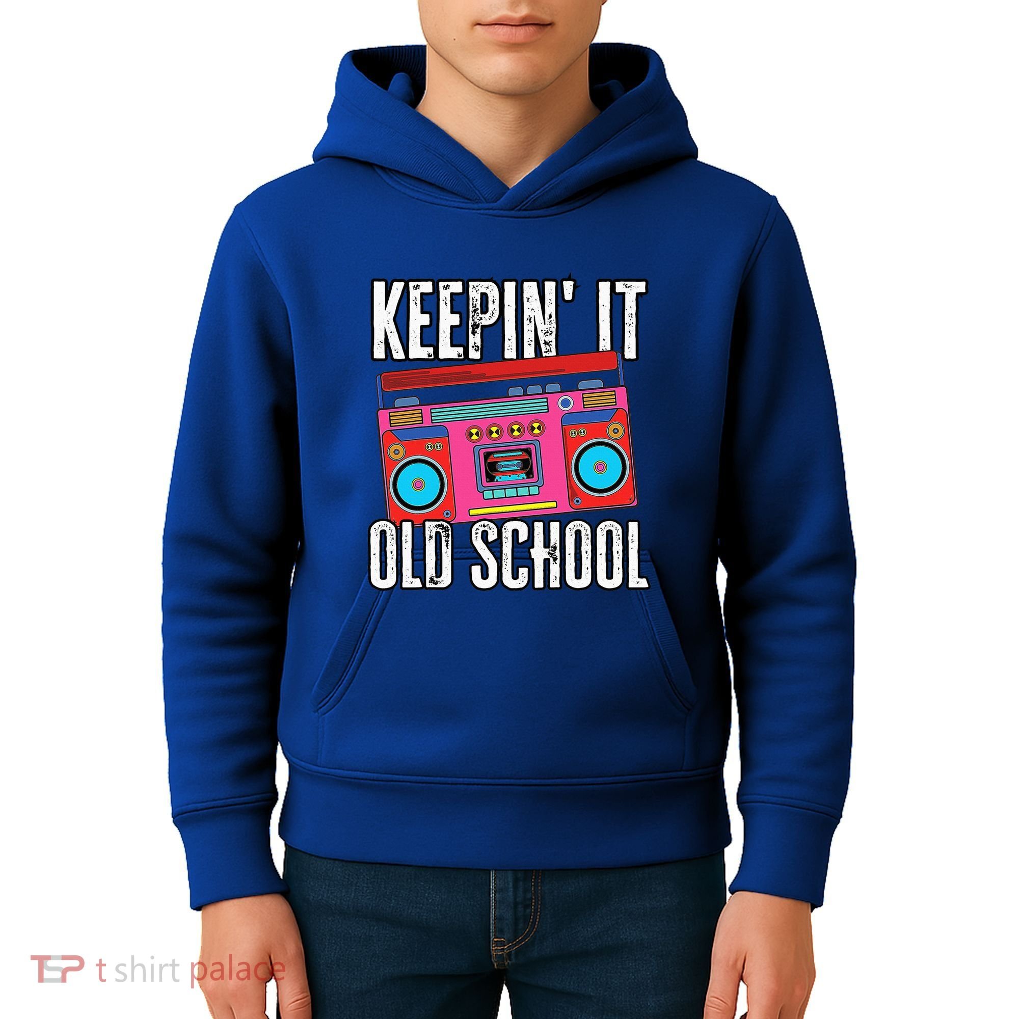 Old School 80s 90s Retro Boombox Music Keepin It Old School Kids Hoodie