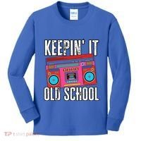 Old School 80s 90s Retro Boombox Music Keepin It Old School Kids Long Sleeve Shirt thumb 0