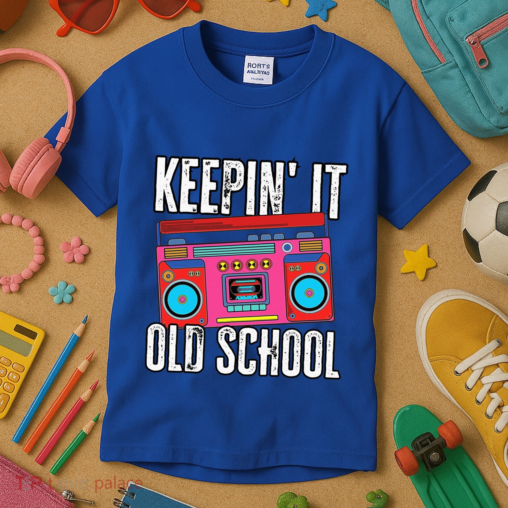 Old School 80s 90s Retro Boombox Music Keepin It Old School Kids T-Shirt