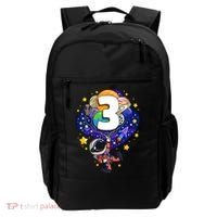 Outer Space Astronaut 3rd Birthday Boy 3 Year Old Three Funny Gift Backpack thumb 0