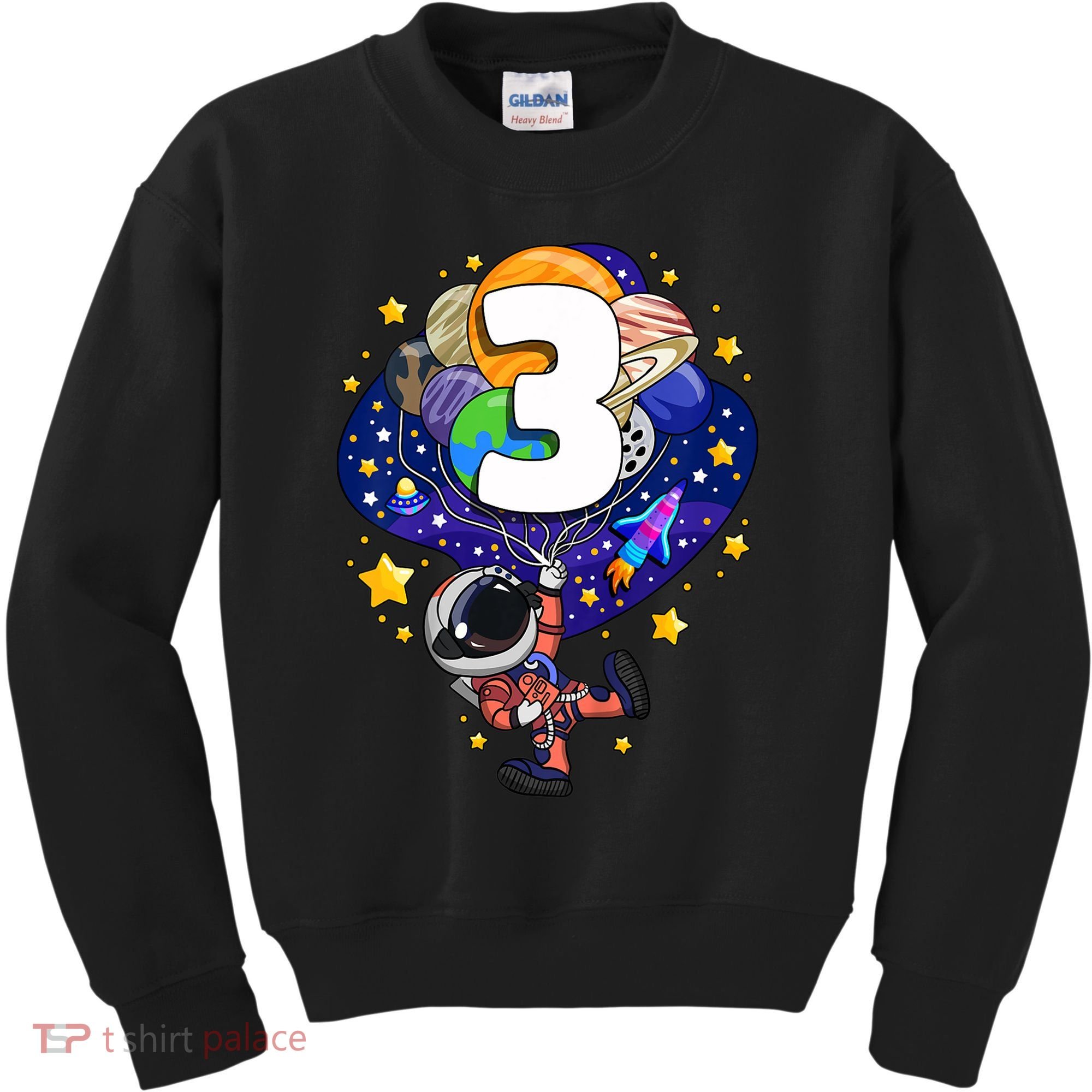 Outer Space Astronaut 3rd Birthday Boy 3 Year Old Three Funny Gift Kids Sweatshirt