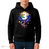 Outer Space Astronaut 3rd Birthday Boy 3 Year Old Three Funny Gift Kids Hoodie thumb 4