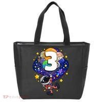 Outer Space Astronaut 3rd Birthday Boy 3 Year Old Three Funny Gift Tote Bag thumb 0
